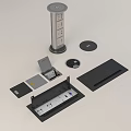 Modern Switch Panel With Vertical Socket Tower Open Cover And Circular Lids