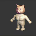 Detailed Muscular Yellow Shiba Inu Character Standing Pose 3D Sculpture Art