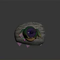 A Wizard Frog Wearing Pointed Hat Holding Magic Staff Sitting On Rock 3d model