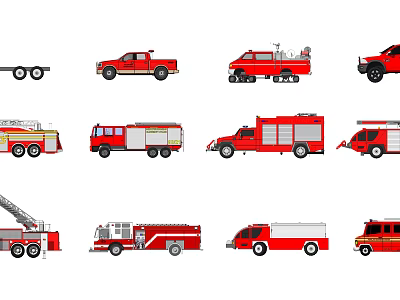 Red Utility Vehicles Featuring Fire Trucks Tow Trucks And Emergency Rescue Models 3d model