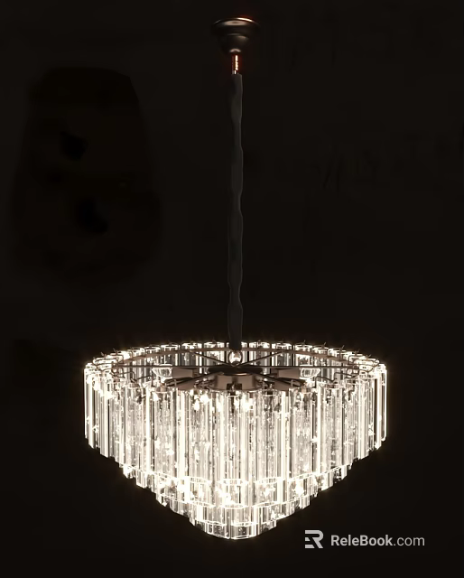 Elegant Round Crystal Chandelier With Sparkling Crystal Strips For Modern Interior Decoration 3d model 