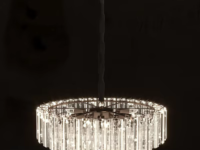 Elegant Round Crystal Chandelier With Sparkling Crystal Strips For Modern Interior Decoration 3d model