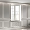 Modern Elegant Casement Window With White Frame In Paneled Wall Interior Design 3d model