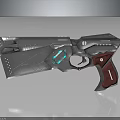 Futuristic Sci Fi Weapon Pistol With Metallic Body Red Grip And Glowing Elements 3d model