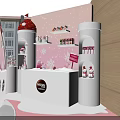 Nestle Xu Fuji Brand Pastry Items Display Dome With Pink Interior And Decorations