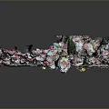 Pile Of Broken Ceramic Fragments With Pink And White Patterns And Small Green Object