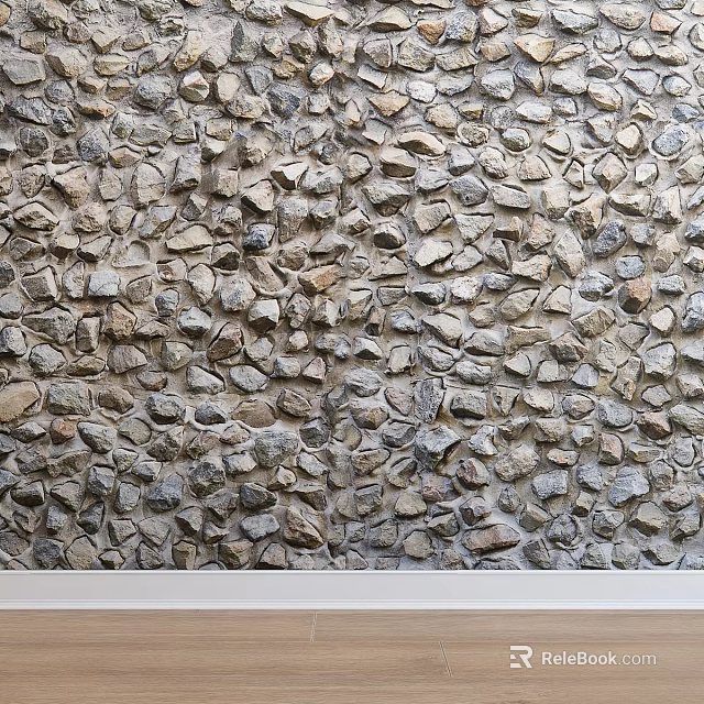 Natural Irregular Stone Building Wall Component With Textured Decorative Surface 3d model 