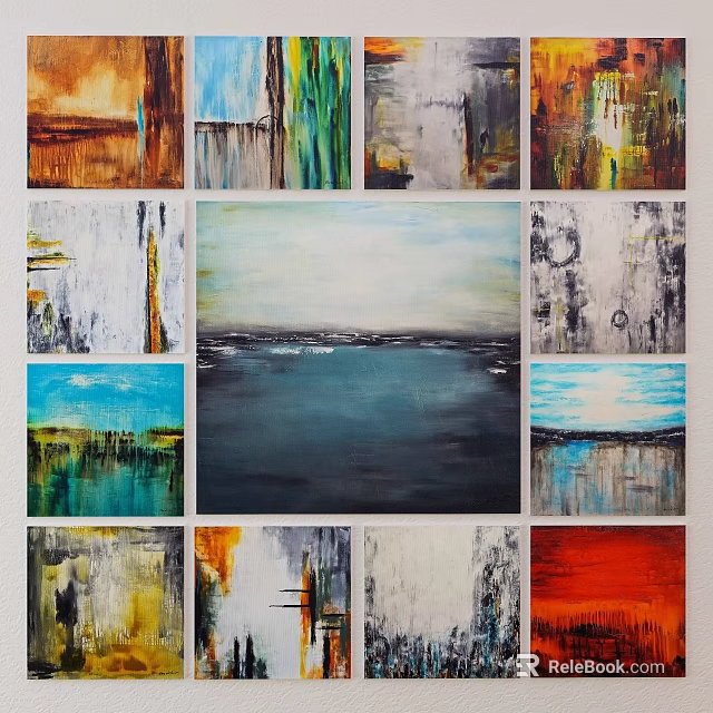 Abstract Oil Paintings With Colorful Textures And Modern Art Styles For Wall Decor 3d model 