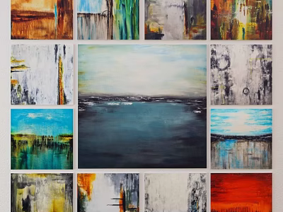 Abstract Oil Paintings With Colorful Textures And Modern Art Styles For Wall Decor 3d model