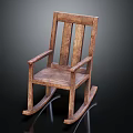 Rustic Wooden Rocking Chair With Comfortable Armrests And Solid Wood Construction 3d model