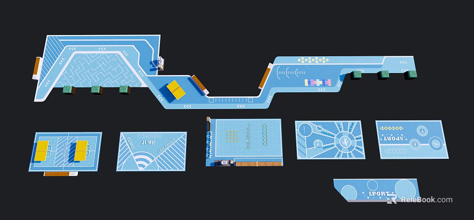 Fire Rescue Access Area Layout Design With Dimensions And Safety Signs 3d model