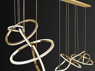 Modern Golden Chandelier With Circular Spiral Design For Interior Lighting Decor 3d model