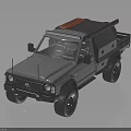 Silver Pickup Truck With Roof Rack Orange Warning Light Off Road Tires And Cargo Bed