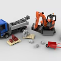 LEGO toy building blocks construction site excavator 3d model
