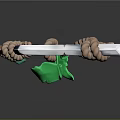 3D Rendered Axe With Rope Wrapping Green Glowing Elements And Detailed Metal Blade