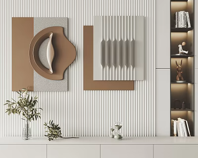 Modern 3D Geometric Wall Decor With Brown Gray Panels And Minimalist Design 3d model