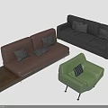 Comfortable Multi Person Sofa Set With Brown Gray Green Seats And Decorative Pillows