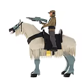 Man Riding A Horse Holding A Gun With Military Style Attire And Saddle