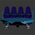 Blue Four Seats Arrangement With Platform And Support Structure Design