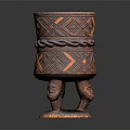 Handcrafted Brown Vase With Carved Geometric Patterns And Footed Base For Flowers 3d model