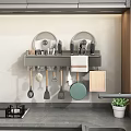 Efficient Kitchen Organization With Stainless Steel Sink Covered Containers Hanging Utensils And Wooden Cabinets