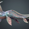 Fantasy 3D Mythical Creature Model With Teal Blue Body Winged Fins And Long Tail
