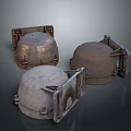 Rusty Metal Dome Shaped Industrial Parts With Mounting Brackets