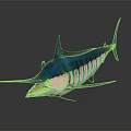 Blue Marlin Aquatic Animal With Colorful Striped Body Realistic 3D Rendering Isolated Dark Background
