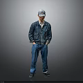 Stylish Men's Blue Denim Jacket And Pants Casual Outfit With Matching Cap