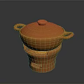 Orange Ceramic Casserole Pot With Stove Base And Double Handles For Household Use