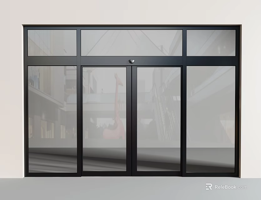 Modern Black Frame Glass Sliding Door With Sleek Indoor Partition Design 3d model 