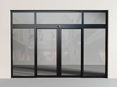 Modern Black Frame Glass Sliding Door With Sleek Indoor Partition Design 3d model