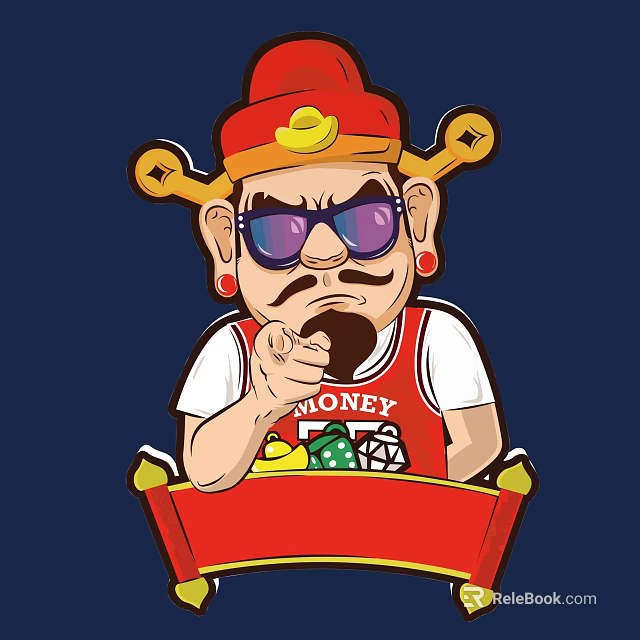 Game Movie Character With Red Hat Golden Decoration Purple Sunglasses Beard Red Vest MONEY Dice 3d model 
