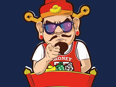 Game Movie Character With Red Hat Golden Decoration Purple Sunglasses Beard Red Vest MONEY Dice 3d model