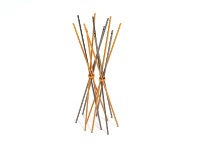 Modern Crossed Rod Shelf with Orange and Gray Color for Home Decor 3d model