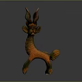 Mythical Game Movie Character With Orange Green Body Unique Horns And Scaly Texture