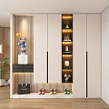 Modern Shoe Cabinet Interior Design With Storage Shelves Lighting And Decorative