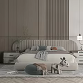 Modern Double Bed Simple Bedding Combination 3d model