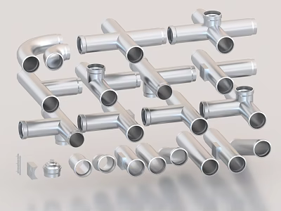 Stainless Steel Pipes And Fittings Assortment 3d model