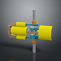 Automotive Parts Featuring Yellow Cylindrical Components Metal Connecting Rods And Mechanical Structure
