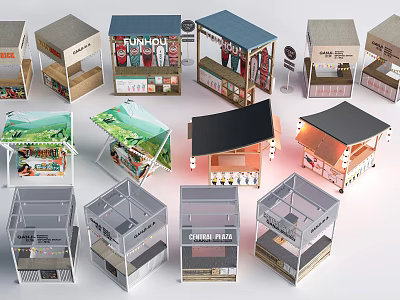 Creative Horticultural Garden Ornaments Design With Small Structures Green Roofs And Display Windows 3d model