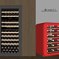 Black and Red Built-in Freestanding Wine Coolers with Modern Interior Wine Bottle Storage