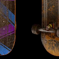 Stylish Skateboard Sports Equipment With Retro And Modern Graphic Design Patterns