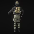 Game Movie Character In Tactical Gear With Helmet Protective Vest And Knee Pads