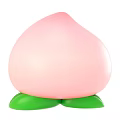 Vibrant Fresh Ripe Pink Peach With Green Leaves On White Background