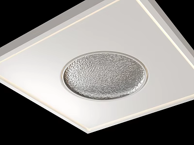 Modern Ceiling Design With Round Textured Panel And LED Strip 3d model