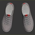 Light Gray Casual Fabric Shoes With Red Accents And White Soles
