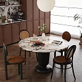 Middle Ancient Dining Table Dining Chair Solid Wood Sideboard 3d model