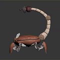 Mechanical Scorpion Creature With MTU Logo Red Orange Body And Curved Tail