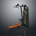 Multi Functional Home Gym Equipment With Orange Padded Bench And Black Metal Frame